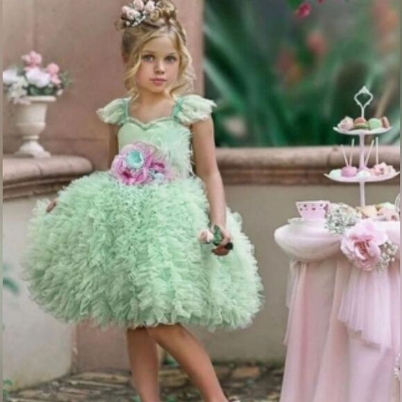 Dollcake Happily Ever After Mint Dress with Sash Girls Size 7 - Picture 1 of 6